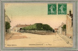 CPA -CESSON (77) -Vue De La Place Verneau Au Carrefour Rue Du Gros-Caillou Et Avenue Charles Monier-Carte Colorisée-1919 - Cesson