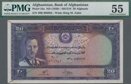 Afghanistan: Bank Of Afghanistan 20 Afghanis SH1318 (1939), P.24a With Pen Cancellation And Annotati - Afghanistán