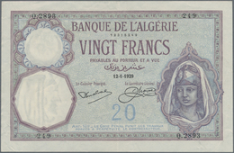 Algeria / Algerien: Banque De L'Algérie, Pair With 20 Francs 1925 And 1929, P.78b In F/VF Condition. - Algérie