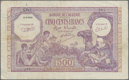 Algeria / Algerien: Banque De L'Algérie 1000 Francs 1942 P.86 (F) And 500 Francs 1944 P.95 (F/F+ Wit - Algerije