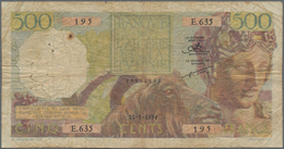 Algeria / Algerien: 500 Francs 1954, P.106, Toned Paper With Several Folds And Some Pinholes At Left - Algérie