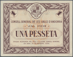 Andorra: Consell General De Les Valls D'Andorra 1 Pesseta 1936, P.6, Excellent Condition With A Stro - Andorra