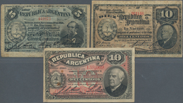 Argentina / Argentinien: Set With 3 Banknotes 5 Centavos 1890 P.209 (F-), 10 Centavos 1891 P.210 (F) - Argentina