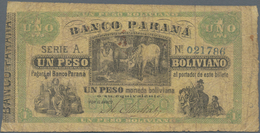 Argentina / Argentinien: Banco Parana 1 Peso Boliviano ND(1868), P.S1815, Almost Well Worn With Tiny - Argentina