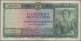 Austria / Österreich: 100 Schilling 1947, P.124, Lightly Stained Paper With Tiny Border Tears. Condi - Austria