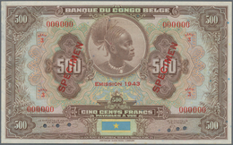 Belgian Congo / Belgisch Kongo: Banque Du Congo Belge 500 Francs Emission 1943 SPECIMEN, P.18Abs, Ex - Non Classificati