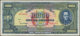 Bolivia / Bolivien: 10.000 Bolivares 1945, P.146, Lightly Stained Paper With A Few Folds. Condition: - Bolivie