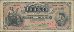 Bolivia / Bolivien: El Banco Del Comercio 10 Bolivianos 1900, P.S133, Still Nice With Strong Paper, - Bolivien