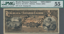 Brazil / Brasilien: Thesouro Nacional 1 Mil Reis ND(1917) SPECIMEN, P.5s, Lightly Yellowed Paper, Pr - Brasile