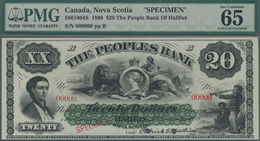 Canada: The Peoples Bank Of Halifax 20 Dollars 1898 SPECIMEN, P.S1290s, PMG Graded 65 Gem Uncirculat - Kanada