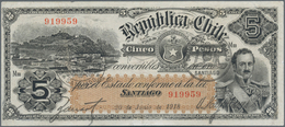 Chile: Republica De Chile 5 Pesos 1918, P.18, Great Condition With Strong Paper, Some Folds And Ligh - Chile