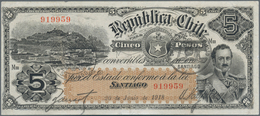 Chile: Republica De Chile 5 Pesos 1918, P.18, Great Condition With Strong Paper, Some Folds And Ligh - Cile