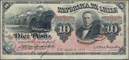 Chile: Republica De Chile 10 Pesos 1914, P.21b, Beautiful Banknote, Still In Good Condition With Bri - Chile