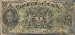 Colombia / Kolumbien: Republica De Colombia 50 Pesos 1904, P.314, Cut Borders, Small Missing Part At - Colombia
