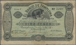 Colombia / Kolumbien: El Banco De Pamplona 10 Pesos 1884, P.S713, Seldom Offered Regional Issue, Sti - Kolumbien