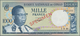 Congo / Kongo: 1000 Francs 1964 SPECIMEN, P.8s, Almost Perfect Condition With A Few Minor Creases At - Sin Clasificación