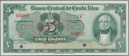 Costa Rica: Banco Central De Costa Rica 5 Colones 1951-58 SPECIMEN, P.220s In Perfect UNC Condition. - Costa Rica