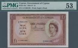 Cyprus / Zypern: Government Of Cyprus 1 Pound 1955, P.35a, Excellent Condition With Soft Vertical Be - Chipre