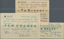 Denmark  / Dänemark: Set With 3 Banknotes HADERSLEV With 1, 2 And 5 Kroner 1927, P. NL In UNC Condit - Dänemark
