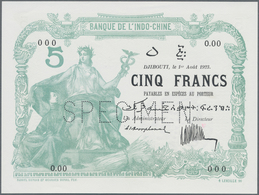 Djibouti / Dschibuti: Djibouti – French Somaliland, Banque De L'Indo-Chine 5 Francs 1923 SPECIMEN, P - Djibouti