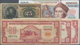 Dominican Republic / Dominikanische Republik: Very Nice Set With 5 Banknotes Comprising For The Banc - República Dominicana