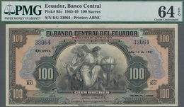 Ecuador: El Banco Central Del Ecuador 100 Sucres 1947, P.95c In UNC, PMG Graded 64 Choice Uncirculat - Equateur