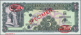 El Salvador:  Banco Central De Reserva De El Salvador 5 Colones 1962 SPECIMEN, P.102as With Two Oval - Salvador
