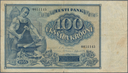 Estonia / Estland: Pair With 100 Marka 1919 P.48a (F, Taped On Back) And 100 Krooni 1935 P.66 (F-). - Estland
