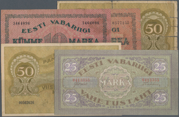 Estonia / Estland: Very Nice Set With 5 Banknotes 2 X 10 Marka 1922 P.53a,b In F-/F, 25 Marka 1923 P - Estland