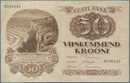 Estonia / Estland: Pair Of 20 Krooni 1932 P.64 In AUNC And 50 Krooni 1929 P.65 In F/F+. (2 Pcs.) - Estland