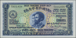 Ethiopia / Äthiopien: 2 Thalers 1933, P.6, Very Popular And Rare Banknote In Perfect UNC Condition. - Aethiopien