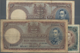 Fiji: Government Of Fiji 5 Shillings 1951 P.37 (F-), 10 Shillings 1940 P.38c (F-) And 10 Shillings 1 - Fidschi