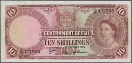 Fiji: 10 Shillings 1965, P.52e, Great Original Shape With Strong Paper, Just Some Folds And Creases - Figi