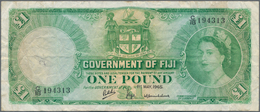 Fiji: Government Of Fiji 1 Pound 1965, P.53a, Small Graffiti At Left On Front And A Number Of Folds - Fidji