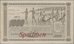 Finland / Finnland: 1000 Markkaa 1922 Litt.C SPECIMEN, P.67s, Highly Rare And Extremely Nice Banknot - Finnland