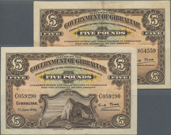 Gibraltar: Very Nice And Rare Pair Of The 5 Pounds June 1st 1942 Issue, P.16a, Printed By Waterlow & - Gibilterra