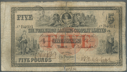 Great Britain / Großbritannien: The York Union Banking Company Ltd. 5 Pounds 1898, Old Used Note Wit - Autres & Non Classés