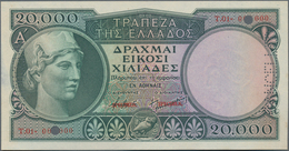 Greece / Griechenland: 20.000 Drachmai ND(1947) SPECIMEN, P.179as With Serial Number T.01 000000, Re - Grecia