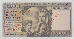 Greece / Griechenland: 5000 Drachmai 1947 SPECIMEN, P.181s With Serial Number 000000 AB-2, Red Overp - Griechenland