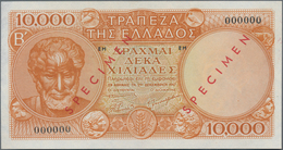 Greece / Griechenland: 10.000 Drachmai 1947 SPECIMEN, P.182as, Serial Number 000000 And Red Overprin - Griechenland