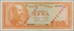 Greece / Griechenland: 10 Drachmai 1954 SPECIMEN, P.189as, Serial Number 000000 And Red Overprint "S - Grèce