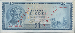 Greece / Griechenland: 20 Drachmai 1955 SPECIMEN, P.190as, Serial Number A.01 000000 And Red Overpri - Grecia