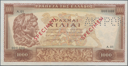Greece / Griechenland: 1000 Drachmai 1956 SPECIMEN, P.194s, Serial Number A.01 000000 With Red Overp - Grecia