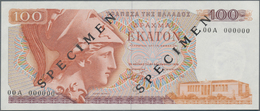 Greece / Griechenland: 100 Drachmai 1978 SPECIMEN, P.200bs, Serial Number 00A 000000 And Black Overp - Grèce