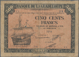 Guadeloupe:  Banque De La Guadeloupe 500 Francs ND(1942) With Signature: "Directeur" Marconnet, P.24 - Andere - Amerika