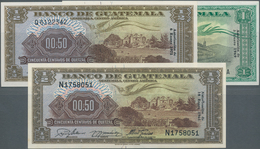 Guatemala: Set With 3 Banknotes Including 1/2 Quetzal 1961 P.41c In UNC, 1/2 Quetzal 1971 P.51h In U - Guatemala