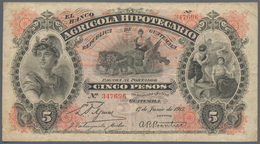 Guatemala: Banco Agrícola Hipotecario 5 Pesos 1917, P.S102c, Still Nice With Several Folds And Creas - Guatemala