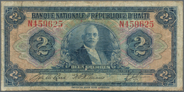 Haiti: Banque Nationale De La République D'Haïti 2 Gourdes ND (1935-1942) Convention 12.04.1919 "Pre - Haïti