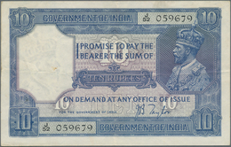 India / Indien: 10 Rupees ND P. 7b, Used With Vertical And Horizontal Fold, 2 Pinholes At Left, Cris - Inde