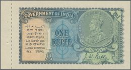 India / Indien: 1 Rupee ND Portrait KGV P. 14b With Counterfoil In Original Condition: UNC. - Inde